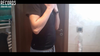 Morning shower, shaving testicles and penis.mp4