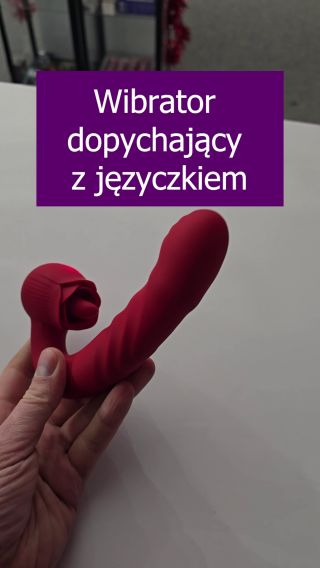 Wibrator dopychający z języczkiem